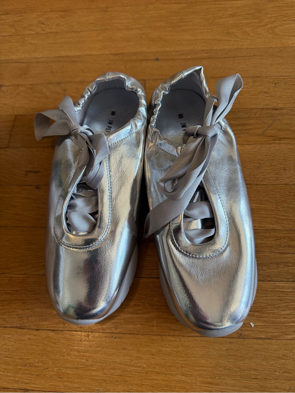 JW Pei Flavia Lace-up Silver Ballerina Sneakers, women’s size EU 38 - Picture 4 of 6